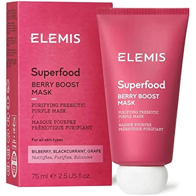 Elemis قناع سوبر فود بيري بوست، قناع وجه ماتي بروبيوتيك، قناع وجه مستوحى من السموذي لتنقية عميقة، يساعد على امتصاص الزيت الزائد لكشف بشرة متوازنة، 75 مل - Image 4